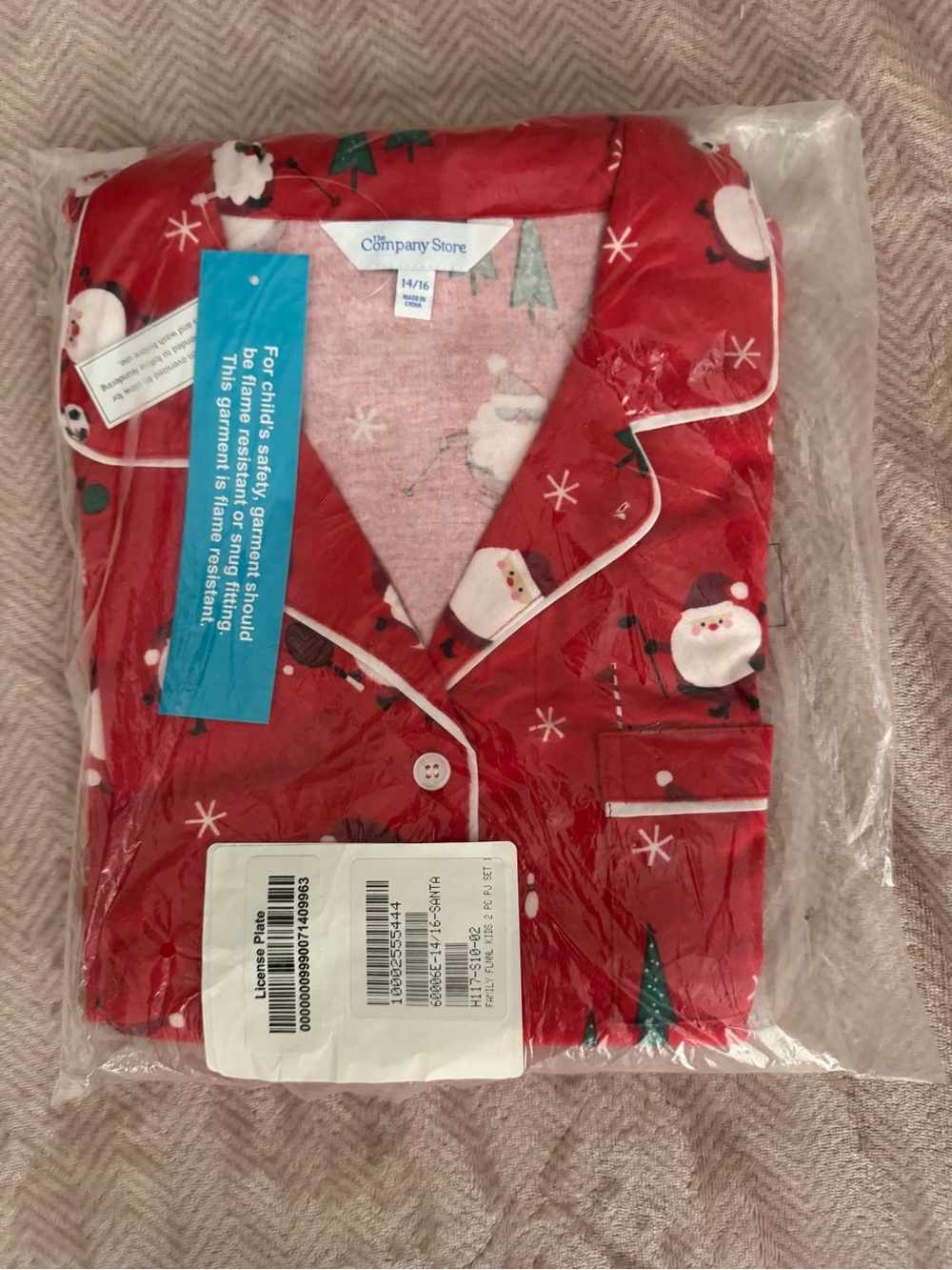 NWT The Company Store Kids' Red Santa Print Pajama Set - size 14-16